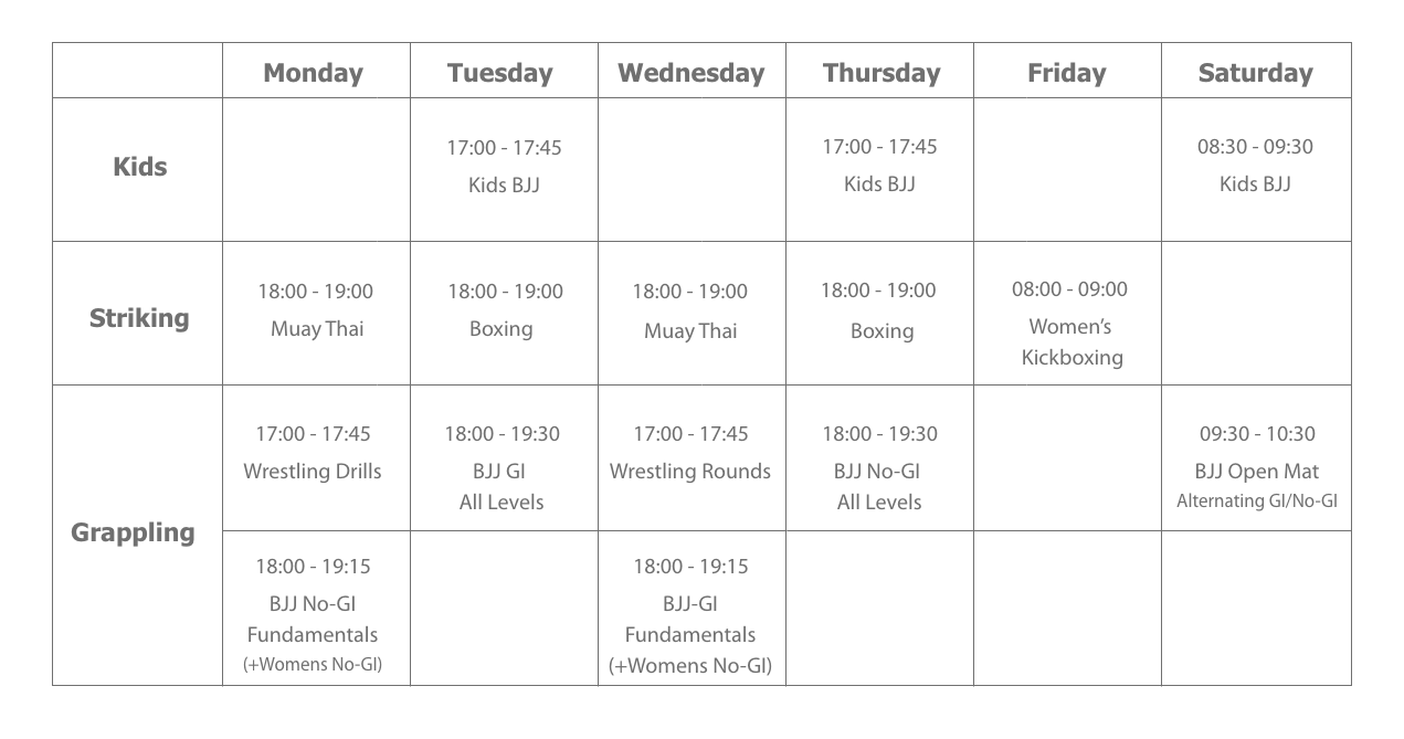 Boxing Gym Stellenbosch_schedule